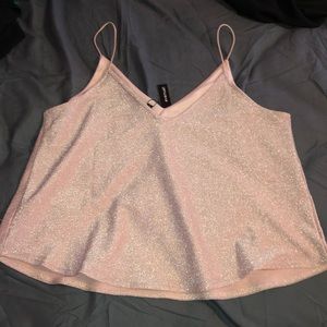 Spaghetti style Baby pink glittery tank